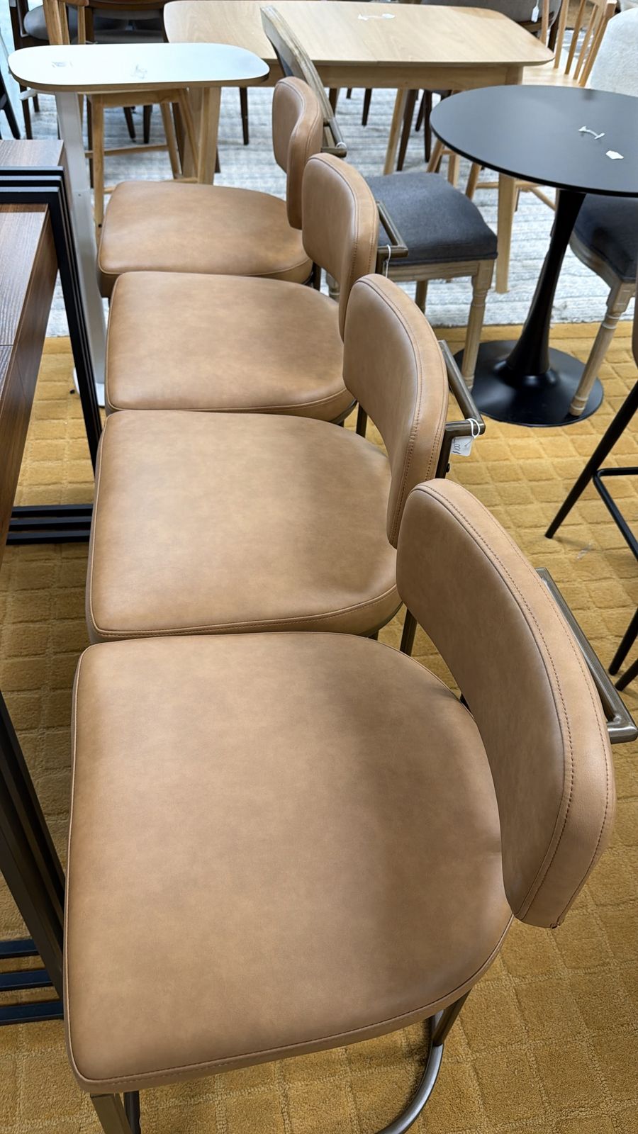Set of Four Tan Bar Stools