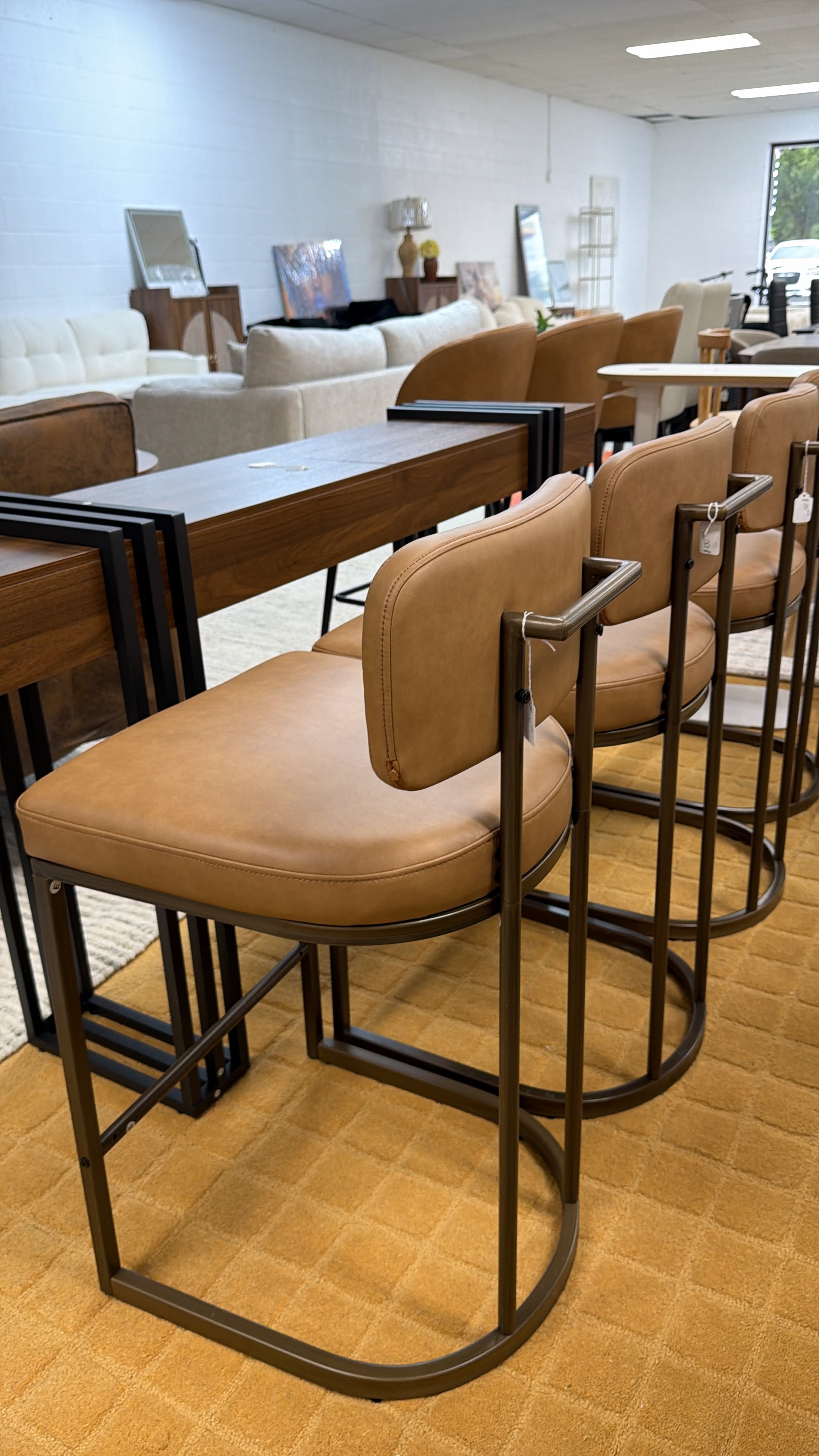 Modern Leather Bar Stools Set