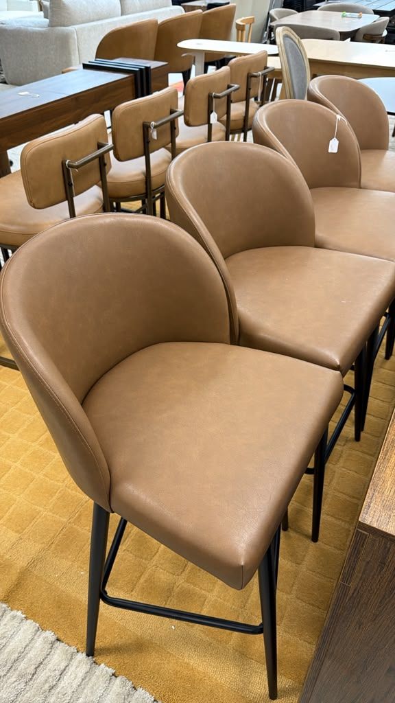 Modern Faux Leather Bar Stools