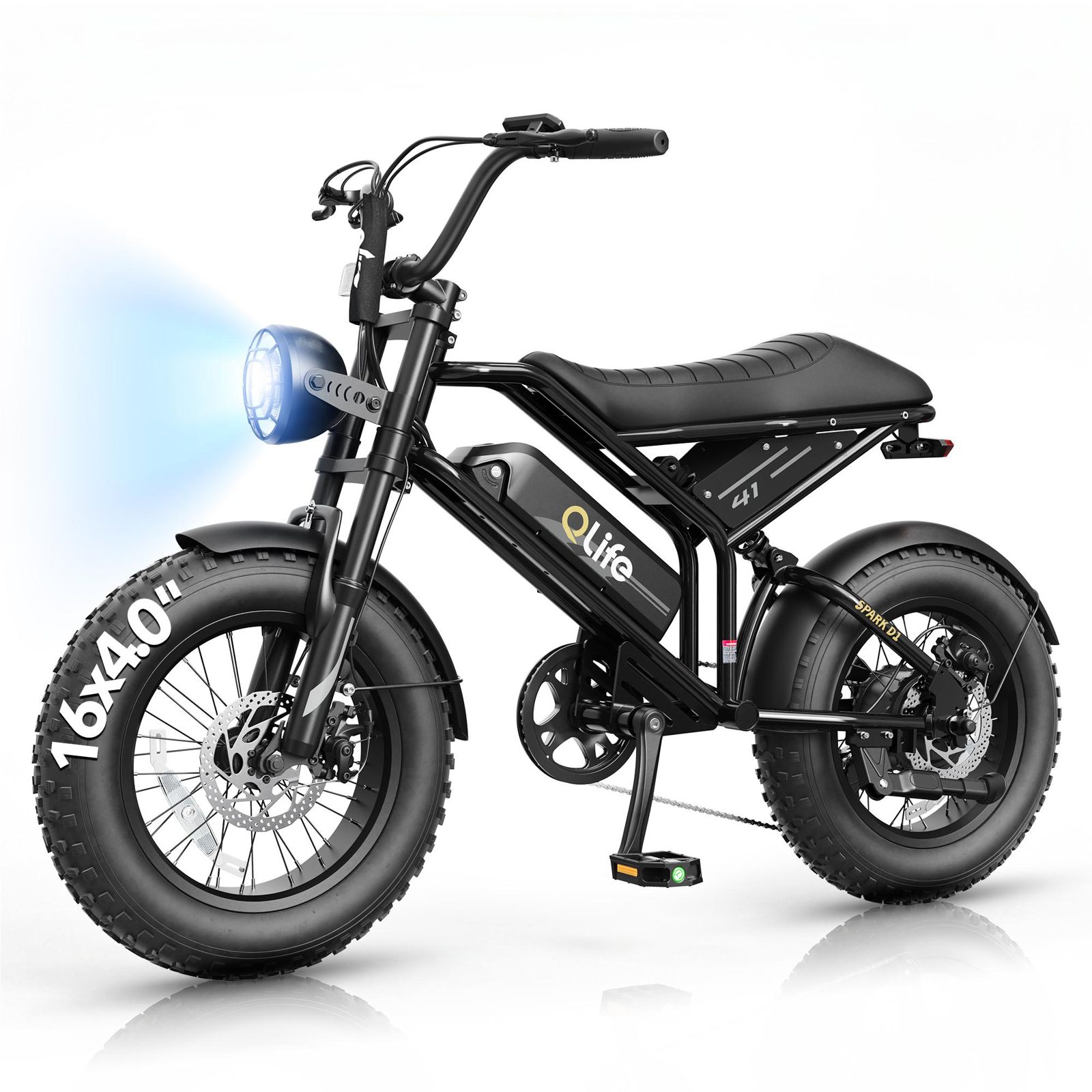 Qlife SPARK D Electric Bike — Retro Moped Fat Tire