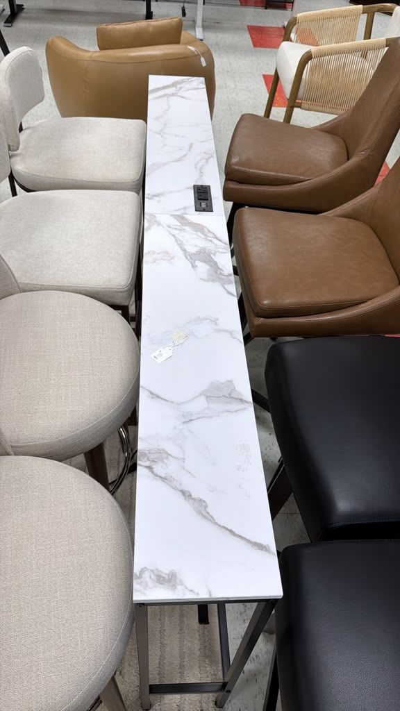 White Marble Console Table with Power Outlet