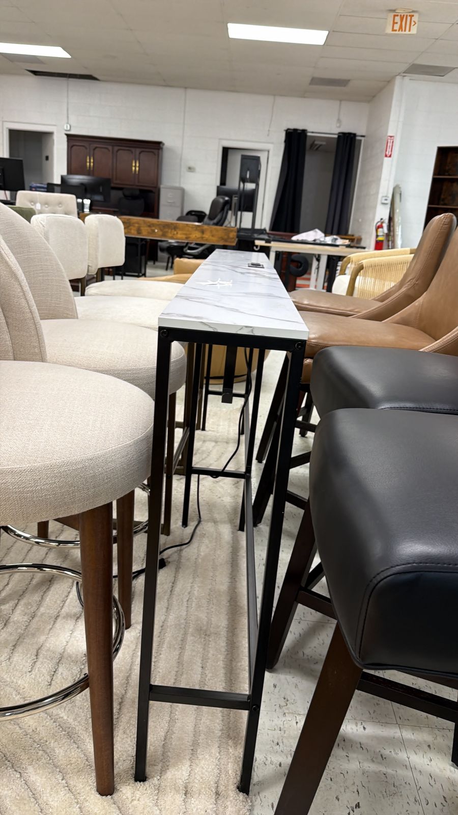 Modern Marble Bar Table with Metal Frame