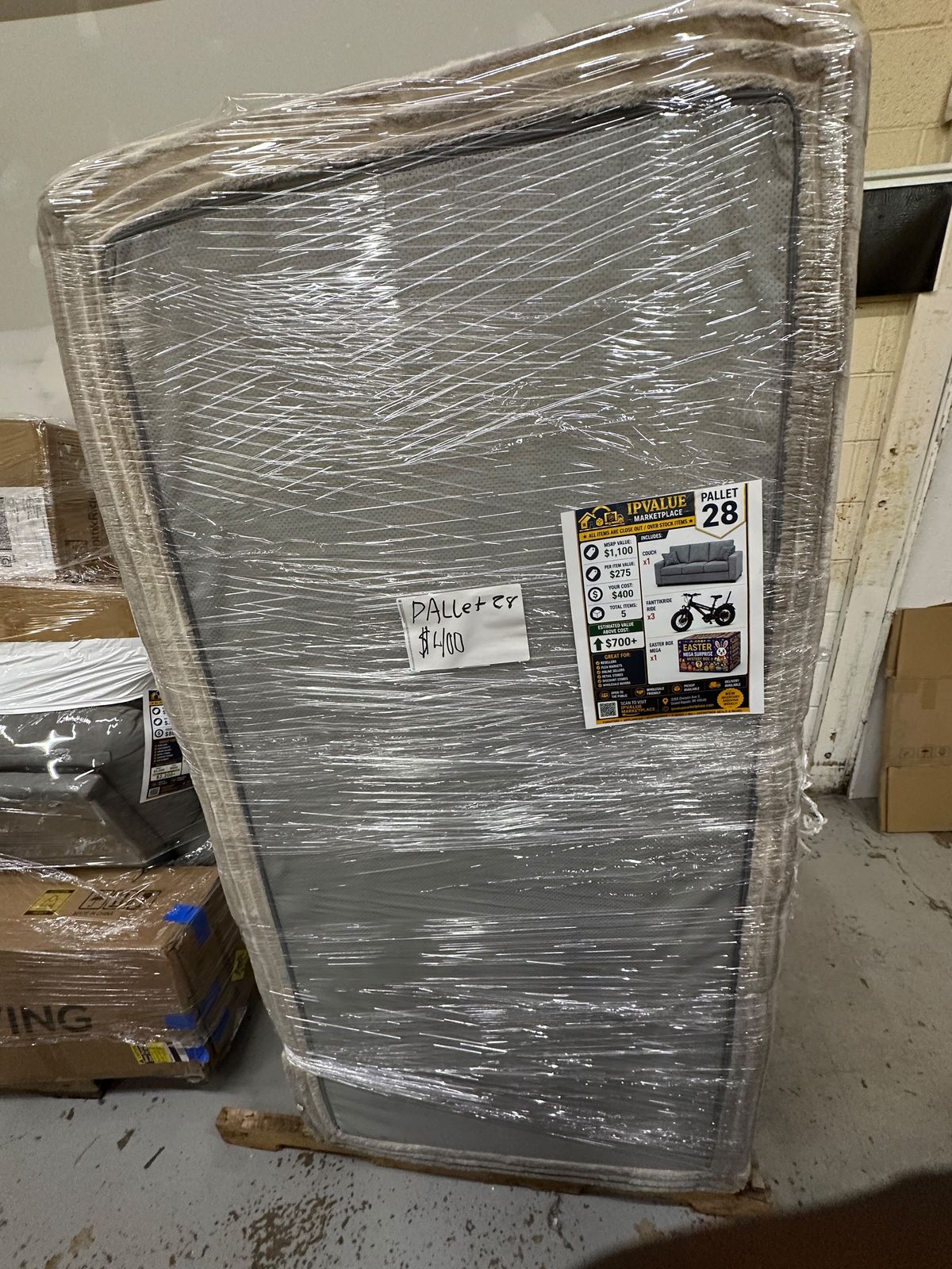 Assorted Overstock Pallet with Couch and Bikes