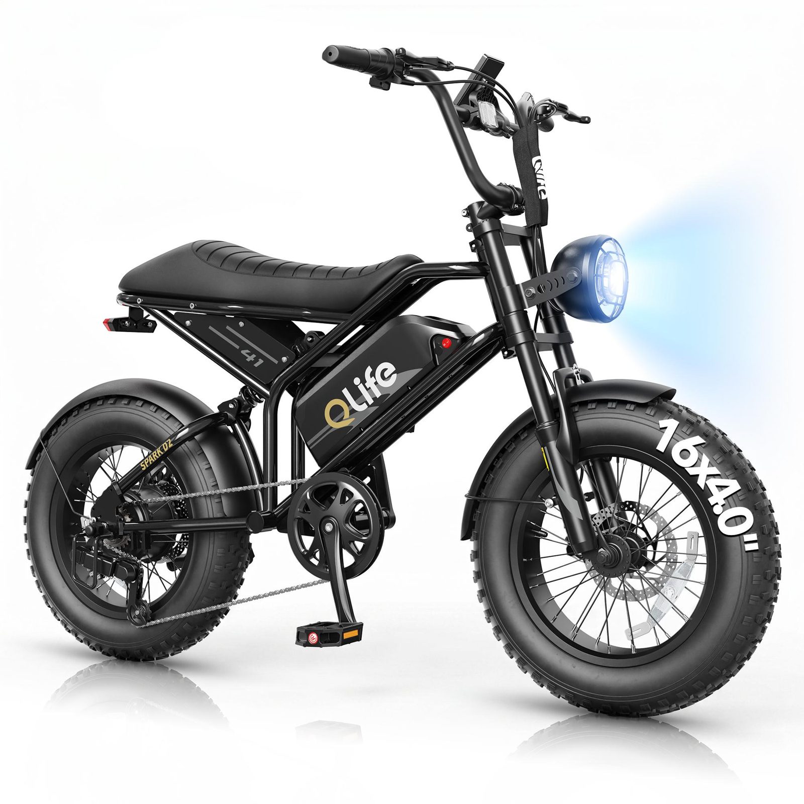 Qlife SPARK D2 Electric Bike — Retro Moped Fat Tire