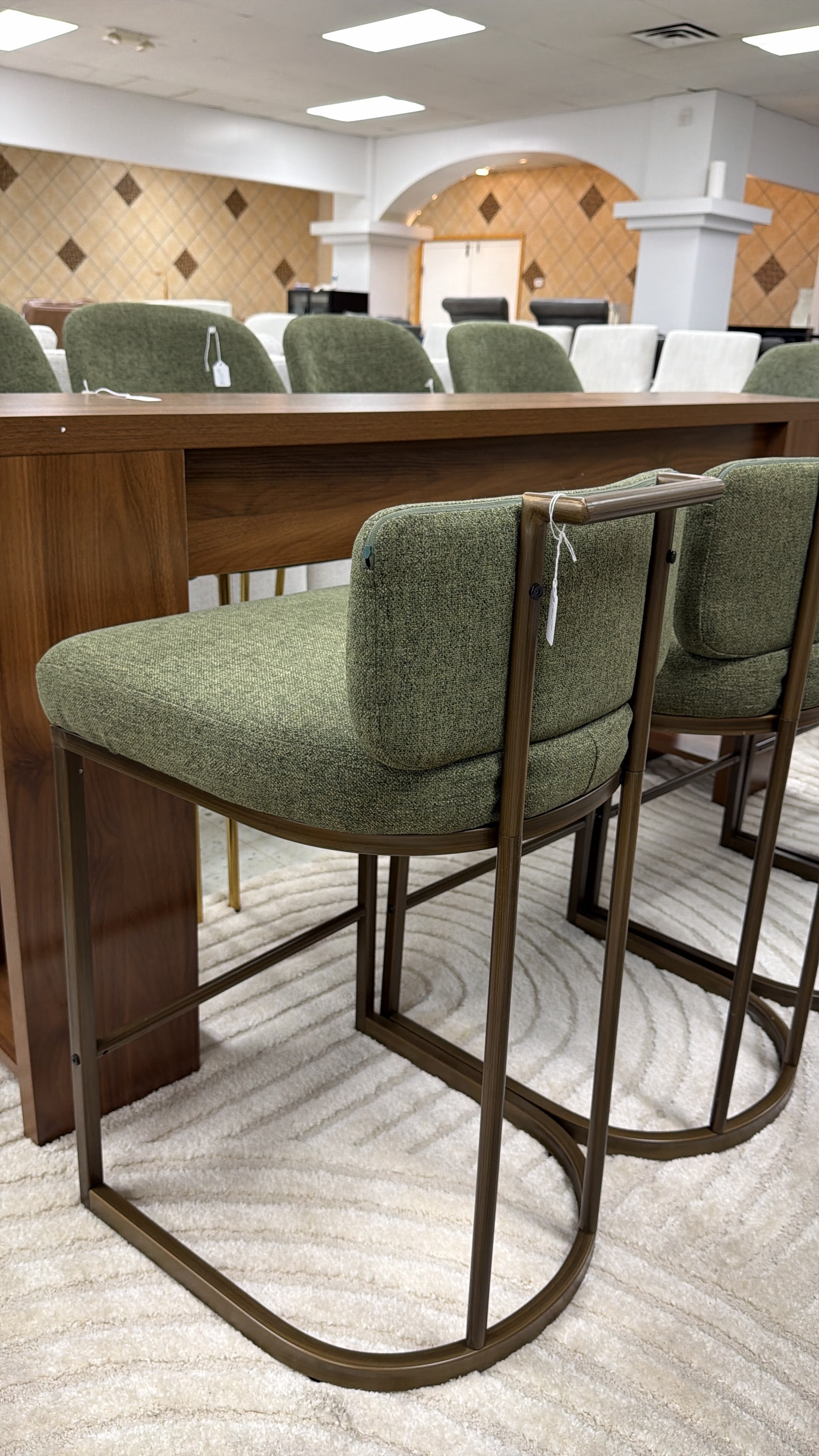 Contemporary Green Upholstered Bar Stool