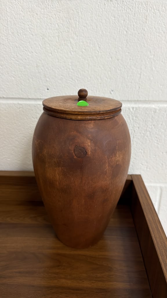 Rustic Wooden Storage Jar with Lid